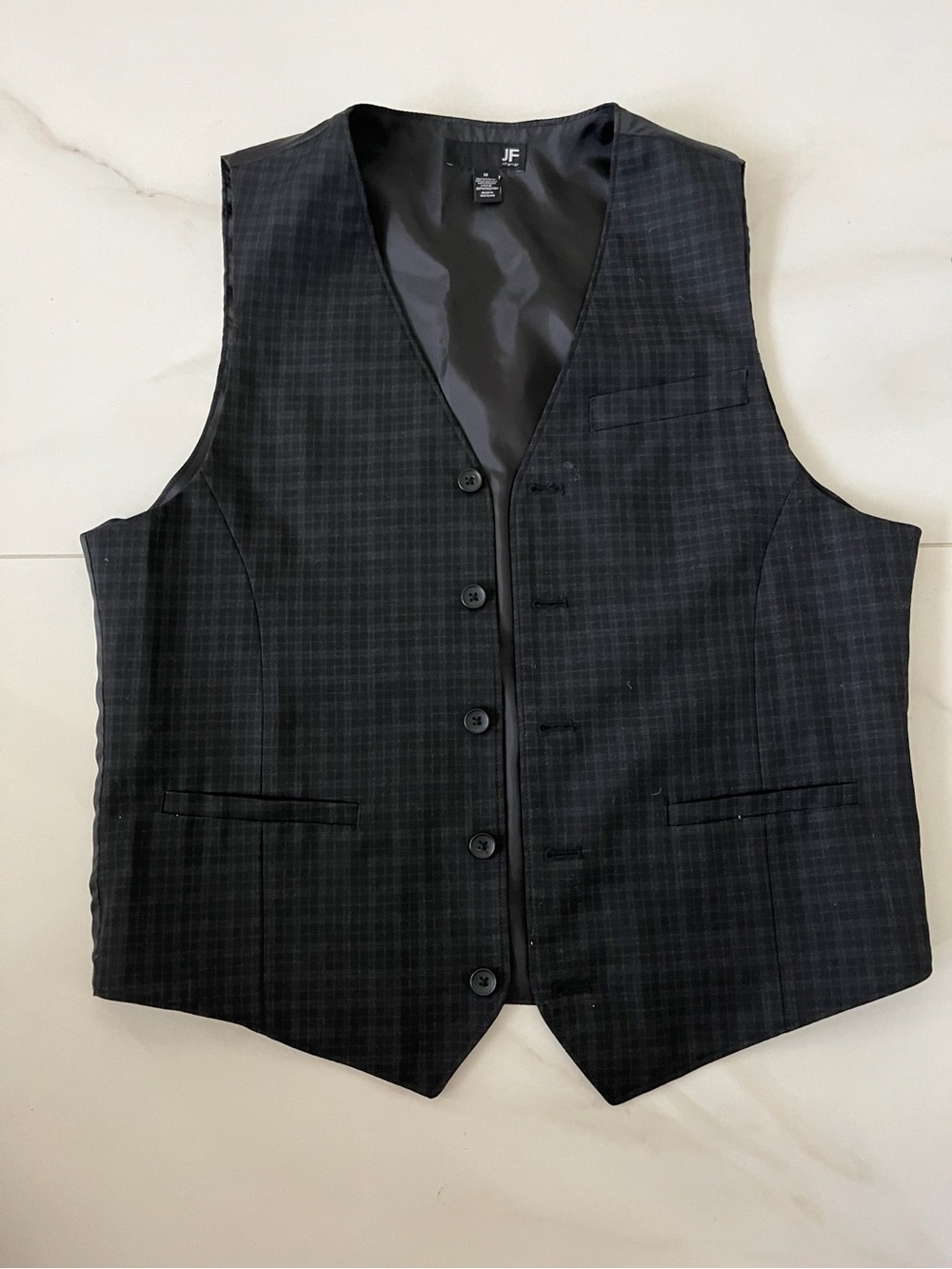 J Ferrar Black Plaid Men's Dress Vest M
